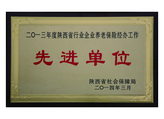 2013年获得陕西省行业企业养老包管经做事情“先进单位”